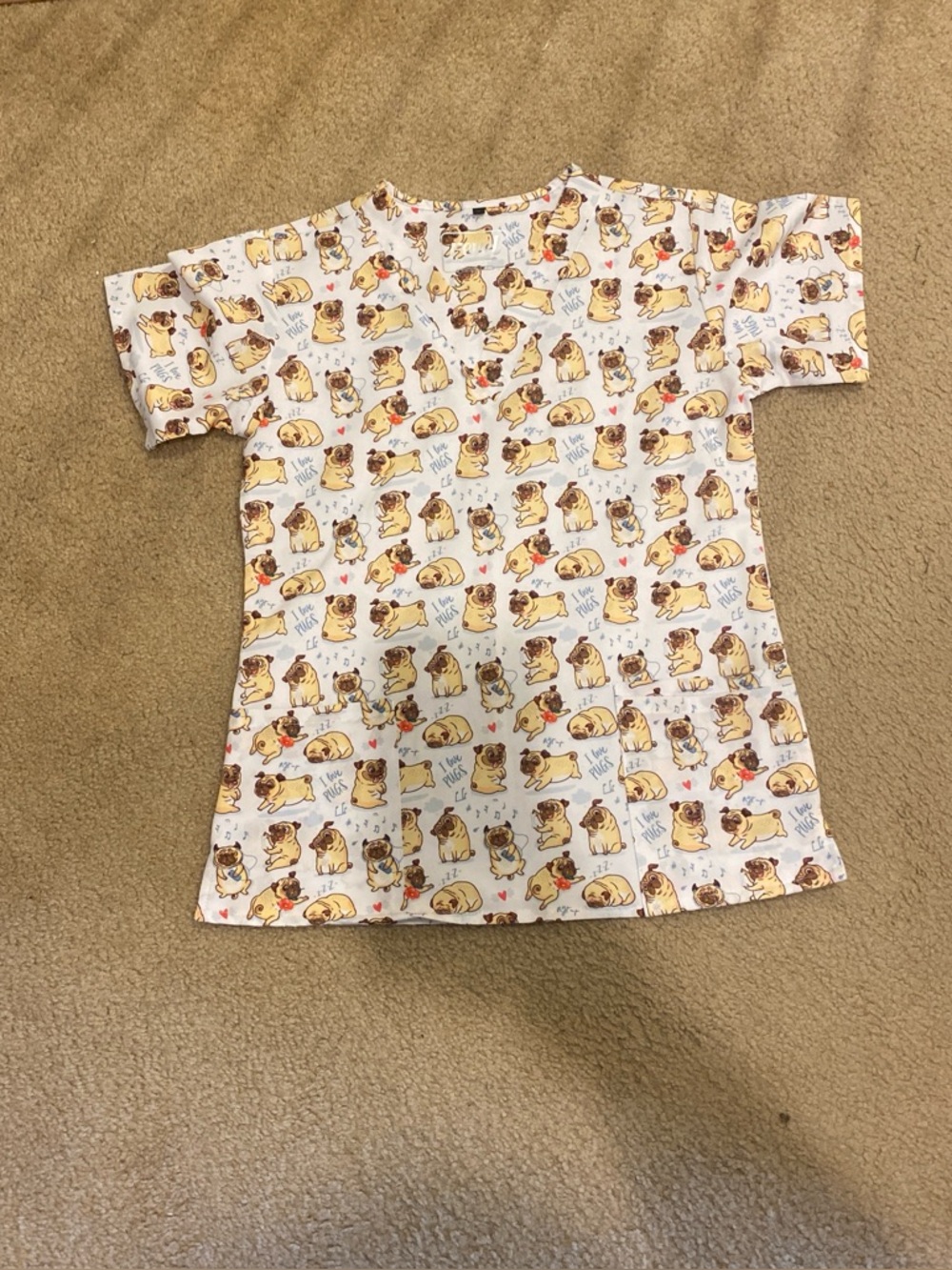 Pug themed scrub top